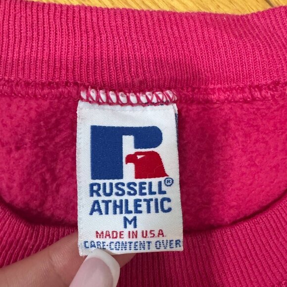 Vintage Russell Athletic Williamsburg Sweatshirt Pink USA Made Size M - Picture 7 of 9